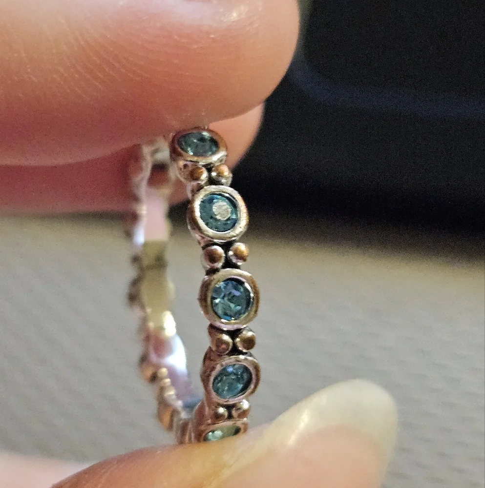 Blue Topez Silver Plated Ring - Picture 3 of 3